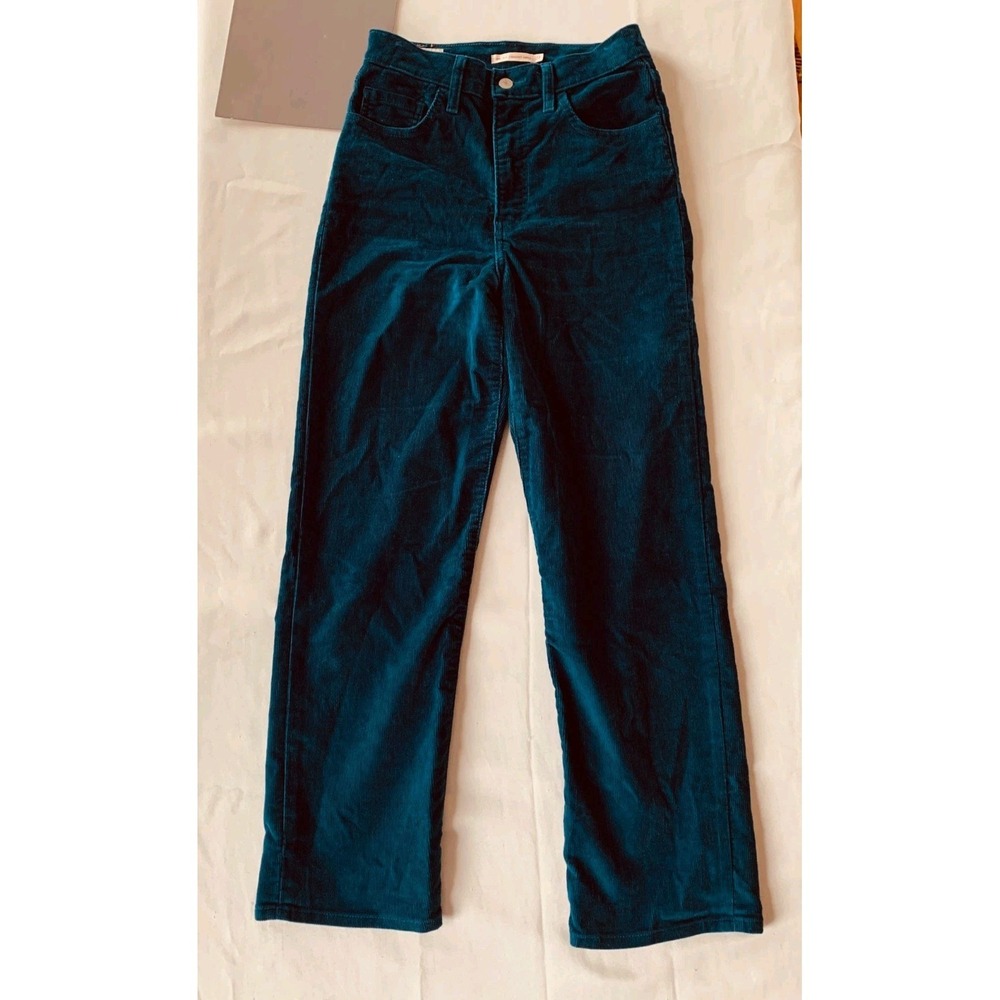 Levi's Corduroy Jeans W27 L29 Deep Teal Blue Green Straight Leg 5 Pocket - Picture 10 of 10